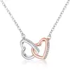 Collar de doble anillo doble corazón color oro rosa más vendido en Amazon transfronterizo no se decolora collar para mujer joyería