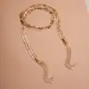 Collar Extravagante de Pedrería Metálica con Borla Larga y Cadena para la Cintura, con un Toque de Lujo Ligero y Alta Gama, Joyería de Personalidad de Nicho Transfronteriza