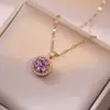 Collar para Mujer, Estilo Influencer Transfronterizo Flor de Girasol Circonita Giratorio Conjunto de Tres Piezas Decoración Collar de Acero de Titanio