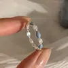 Anel Estrela Azul de Alta Qualidade para Mulheres, Luxo Acessível, Romântico Elegante Francês, Anel Aberto Versátil, Tendência de Anel para Dedo Indicador de Nicho