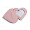 Espejo de Maquillaje Portátil Rotatorio con Forma de Corazón de Cuero PU con Logo Personalizado, Colgante de Espejo Portátil para Retoques de Maquillaje