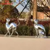 Ornamento Escultura de Gato Abstrato com Acabamento Espelhado em Aço Inoxidável para Jardim, Paisagismo, Áreas Residenciais, Escritórios de Vendas Externos e Arte Decorativa de Luxo Leve