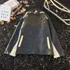 Chaqueta de Cuero PU con Cuello Alto, Diseño Patchwork Color-Block Estilo Motociclista de Comercio Exterior de Moda para Hombre, Chaqueta Genial Retro Americana Desgastada