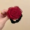 Estilo Mori Nova Flor Rosa Corda de Cabelo Menina Doce Rabo de Cavalo Elegante Corda de Cabelo Anel de Cabelo Marubeni Vintage Capa de Couro