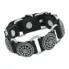 Pulsera Unisex de Cuero Genuino Estilo Retro Artístico con Creativo Diseño de Flor Hueca Redonda de Aleación, Pulsera Versátil, Accesorio Popular Transfronterizo