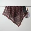 Lenço de Seda Imitação Veludo para Mulheres, Estilo Retro Novo, Estampa Patchwork, Rejuvenescedor, Dupla Face, Cor Diferente, Lenço Quadrado Grande, Toalha de Praia para Viagem, Proteção Solar