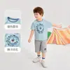 Sensación Refrescante Algodón de Seda Hielo Ropa para Niños Verano Camiseta Rayada Infantil Conjunto de Verano para Bebé Camiseta de Manga Corta para Niños de 5 Años
