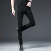 Jeans grosso forrado com fleece popular masculino outono e inverno estilo coreano slim stretch estudante do ensino médio skinny legal moderno calças de rapaz