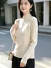 Suéter de punto de terciopelo Andy de tres hilos estilo coreano con cuello semi-alto para mujer, nuevo diseño de otoño e invierno, top básico para mujer con media botonadura
