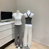 Pantalones de Encaje Holgados 4.0 Rectos Estrechos de Punto Casuales para Mujer de Seda Relajados 2025 Nuevo Estilo Pantalones Largos Florales Grises
