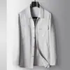 Jaqueta Masculina Coleção Primavera/Verão 2026, Gola Reversível Estilo Camisa Linho Camada Única Jovem Resistente a Amassados Não Passa Roupa Negócios Old Money Casaco