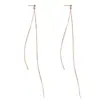 Brincos de corrente de bambu S925 de prata pura com franja longa em ambos os lados para mulheres, estilo elegante e minimalista brincos de corrente caixa
