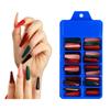 Uñas de Manicura de Ataúd en Forma de T de Color Mixto Navideño Transfronterizo Caja Azul Parche Completo Usable Uñas Postizas Largas de Ballet
