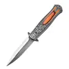 Faca dobrável de aço integral com padrão floral de alta dureza, operada pelo próprio fabricante, transfronteiriça, faca tática de camping para atividades ao ar livre, faca dobrável para autodefesa, multiuso