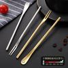Cuchara Mezcladora de Acero Inoxidable 304 Estilo Japonés Tenedor para Pastel de Luna Cuchara Pequeña para Café Mango Largo Postre Miel Cuchara Mezcladora Palillo para Vino