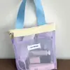 Bolsa de Malla para Almacenamiento Color Bloque Dopamina, Neceser de Gran Capacidad con Drenaje de Agua, Bolsa de Viaje para Natación, Bolsa de Playa Portátil