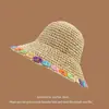 Sombrero para Mujer Primavera y Verano Versátil Sombrero de Paja de Ala Ancha Sombrero de Pescador de Verano para la Costa Sombrero Protector Solar Pequeño que Muestra la Cara Estilo Coreano Sombrero para el Sol