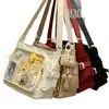 Nuevo Estilo Universitario Versátil Simple Gran Capacidad Para Clase Llevar Libros Bolso Cruzado Mujer Insignia Transparente Bolso Cruzado Muñeca Bolso para Dolor