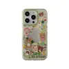Lindo Osito Trébol de Cuatro Hojas Soporte Magnético Funda para Teléfono Móvil 17Promax Adecuado para Apple 16Pro Doble Capa 15Pro14