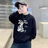 Moletom Infantil Outono 2026 Novo Estilo Coreano Estiloso Estampa de Desenho Meninos Outono/Inverno Manga Longa Plus Veludo Quente