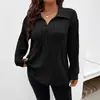 Top de Manga Larga para Mujer Talla Grande Color Sólido Suelto con Cuello en V, Camiseta de Punto Cepillado Costillado, Nuevo de Otoño e Invierno 2025 de Amazon