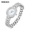 Mokigao Pulsera Más Vendida Transfronteriza Reloj de Mujer Gama Alta Impermeable Full Diamante Madreperla Reloj de Cuarzo Reloj Redondo Compacto
