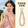 Cadena de Teléfono de Muñeca Corta en Stock, Pulsera Colgante de Cubo de Azúcar de Cristal de Moda y Sencilla, Hecha a Mano de Alta Calidad con Abalorios para Mujer