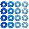 Faixa de Cabelo Azul de Cetim Cruzada Europeia e Americana para Mulheres Amazon Faixa de Cabeça para Rabo de Cavalo Tecido de Cor Pura Elástico Acessórios de Cabelo