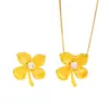 Tienda de Oro Puzuo Mismo Estilo Arena Dorada Accesorios DIY Incrustados con Diamantes Colgante Flor de la Suerte Cepillado Cadena para la Clavícula de Moda Elegante