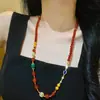 Cadena de Suéter con Collar de Diseño de Carniola Natural Rojo Sangre de Paloma Transparente de Alta Calidad, Cera de Abeja y Malaquita