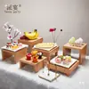 Mesa de Postres tipo Buffet Soporte de Exhibición para Sushi Mesa para Pausa de Té China Mesa de Comida Fría Estante para Pasteles Placa de Exhibición con Adornos de Madera