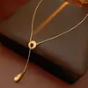 Collar Colgante Gota de Agua Cepillada Electrochapado en Oro Real, Cadena Clavicular Simple Versátil de Moda para el Trabajo, Collar de Nicho de Alta Gama