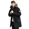 Jaqueta de Penas com Gola de Pelo Masculina Inverno 2022 Versão Média e Longa Marca da Moda Casaco Casual Solto Espessado Jaqueta de Penas Roupa Masculina