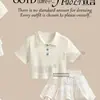 Niños Grandes Verano Nueva Llegada Niñas Moda Estilo Elegante y Suave Camiseta de Manga Corta con Cuello Polo Conjunto de Dos Piezas Falda de Pastel Linda