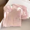Pijama Suave y Lindo Estilo Princesa Rosa para Mujer, Manga Corta, Pantalón Corto, Cárdigan, Conjunto de Dos Piezas, Ropa para el Hogar de Dormitorio de Adolescentes