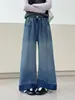 Pantalones vaqueros de estilo nuevo para otoño para niñas mayores, jeans holgados de pierna ancha para niños, elegantes y versátiles