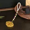 Broche Colgante de Cerradura Auspiciosa Dorada con Goteo de Aceite de Colores, Nube de Fortuna Dorada, Carácter de Bendición, Ábaco, Calabaza, Cheongsam para Mujer