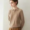 Suéter de Cachemira con Cuello Polo Consinee para Mujer, 100% Cachemira Pura de Cabra, Suave y Amigable con la Piel, Suéter Base de Punto Versátil