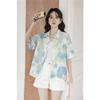 Camisa de Manga Corta Estampada Estilo Hong Kong para Niña, Nuevo Estilo de Verano, Fresca y Dulce, Rejuvenecedora, Top Elegante para Mujer
