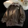 Moletom com gola polo em veludo cotelê para homens, nova jaqueta de lã de cordeiro para outono e inverno, estilo Hong Kong de inverno para homens, em estoque para adolescentes