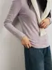 Camiseta Básica de Lana Acetato Tencel para Mujer 2026 Otoño/Invierno Nueva Superior de Cuello Redondo Sencillo Color Sólido Cálida Camiseta de Manga Larga