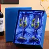 Copa de Vino Tinto Alta con Tallo de Cristal Flor de Ginkgo del Fabricante, Copa de Regalo, Copa de Color Esmalte, Juego para el Hogar, Lujo Ligero