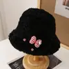 Chapéu de Pescador Feminino Outono e Inverno Novo Estilo Desenho Animado Ragdoll Moda Rosto Exposto Pequeno Chapéu de Bacia Recheado Chapéu Quente à Prova de Frio
