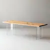 Patas de Mesa de Madera Maciza de Fresno de Tres Piezas Acero Inoxidable Acero al Carbono Soporte Acrílico Mesa de Tablero Grande Patas de Mesa Hierro Forjado