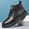 Zapatos de Hombre, Zapatos de Algodón, Zapatos Casuales de Caña Alta Engrosados de Terciopelo Cálidos Antideslizantes para Hombre, Botas de Algodón Martin, Zapatos de Piel, Zapatos de Hombre