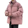 Jaqueta de Algodão Grossa de Inverno Masculina Tendência Solta Gola Alta Quente Acolchoada Casaco de Algodão Masculino