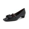 Zapatos Mary Jane de piel de vaca de alta gama con flecos estilo británico 2025 Primavera Tacón bajo grueso Punta cuadrada Cuero genuino Zapatos de una sola capa para mujer