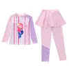 Traje de baño infantil, nuevo traje de baño de dos piezas con mangas largas y piernas largas para niñas, moderno traje de baño para playa y aguas termales para niñas mayores