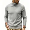 Otoño Invierno Nuevo Suéter de Cuello Alto para Hombre Ropa Interior de Punto Juvenil Rayado Ajustado Casual de Punto para Hombre