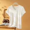 Oferta Especial Limitada Camiseta de Algodão Tencel com Gola U de Manga Curta Estilo para o Trabalho Emagrecedora Cor Sólida Top